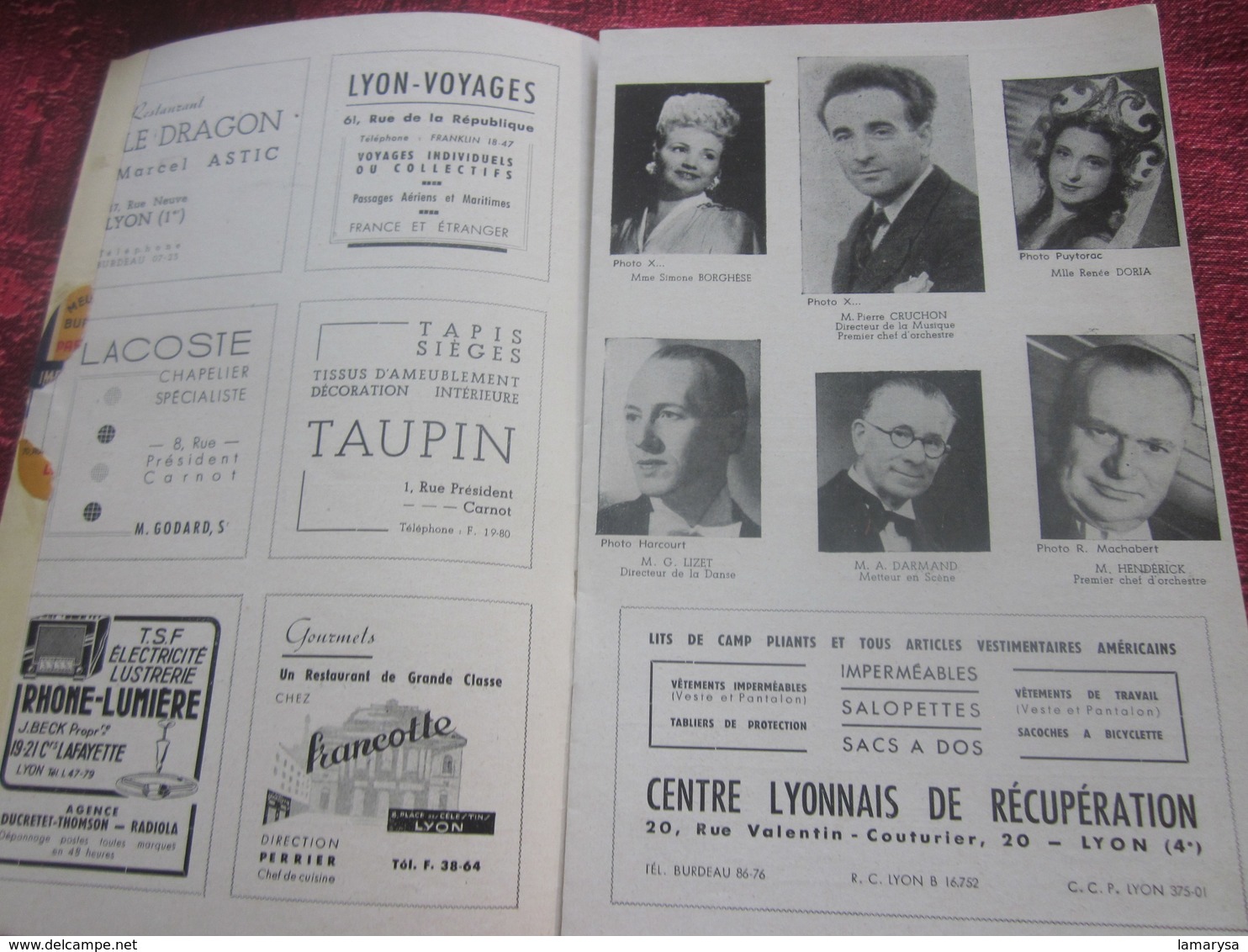 1947/48-LE BARBIER DE SÉVILLE -PROGRAMME OPÉRA De LYON-SPECTACLE-PHOTOS ARTISTES COMÉDIENS -ACTEURS-DANSE-PUBLICITÉ - Programmes