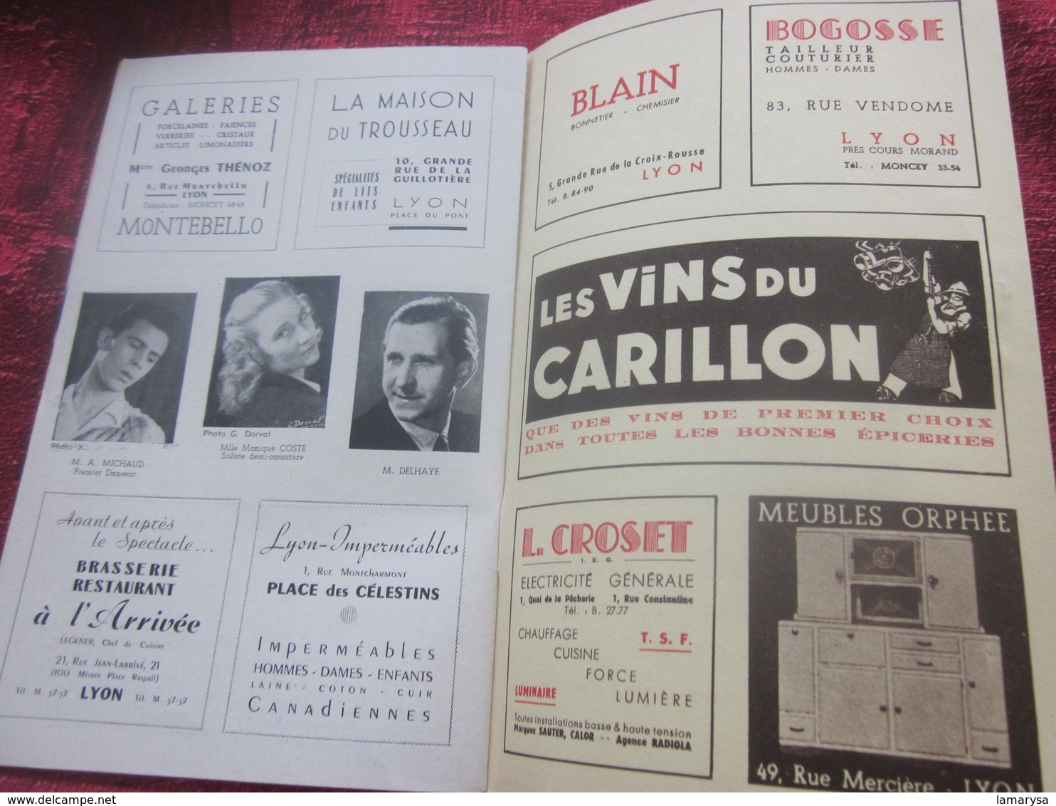 1947/48-LE BARBIER DE SÉVILLE -PROGRAMME OPÉRA de LYON-SPECTACLE-PHOTOS ARTISTES COMÉDIENS -ACTEURS-DANSE-PUBLICITÉ