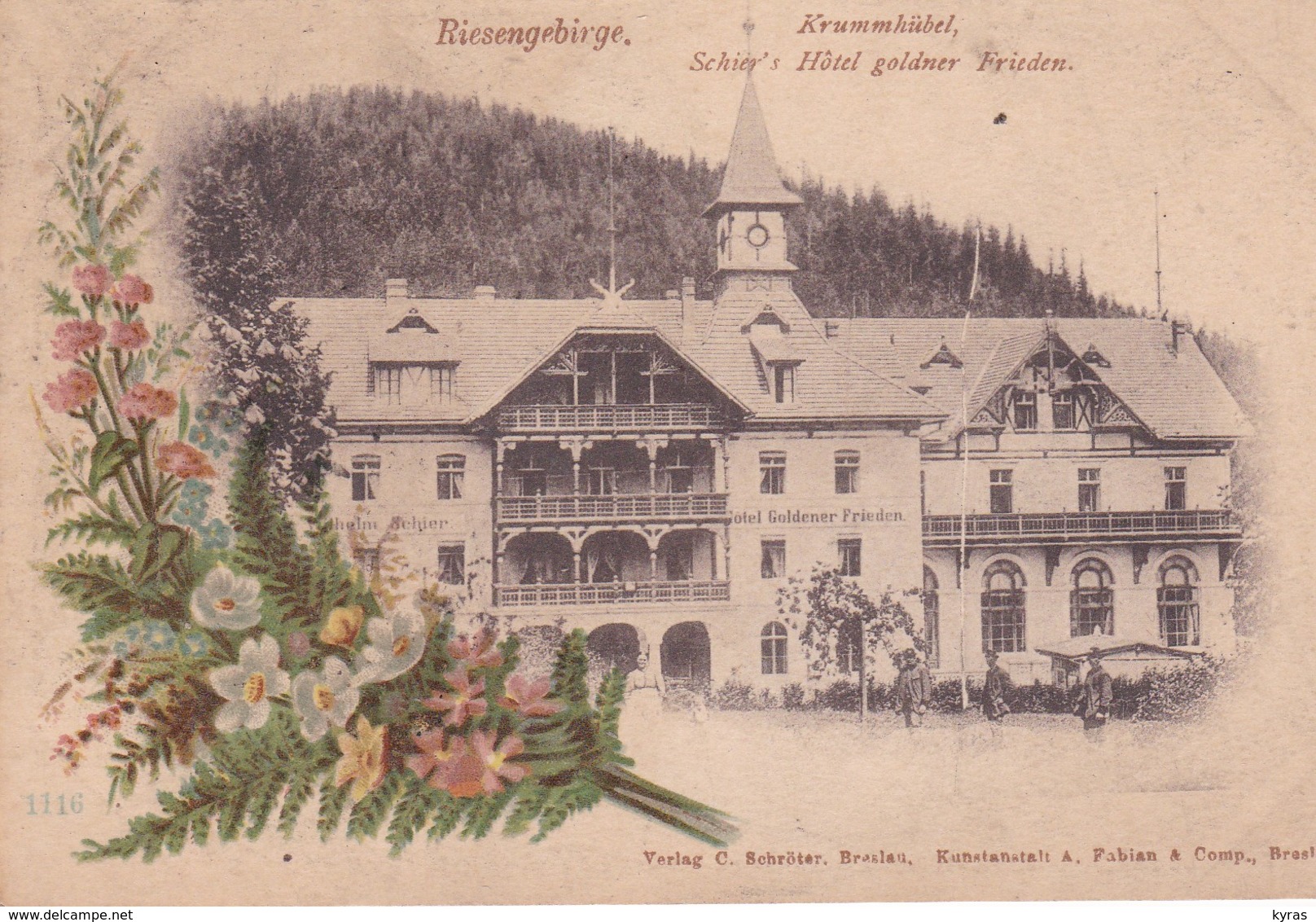 ALLEMAGNE . RIESENGEBIRGE . Krummhübel Schier's Hôtel Goldner Frieden (décor Floral Art Nouveau ) - Schlesien