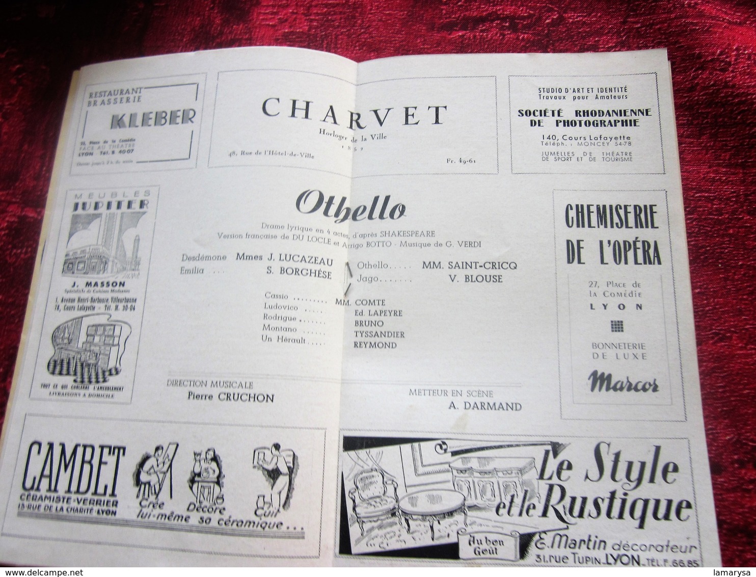 1947/48- OTHELLO -PROGRAMME OPÉRA de LYON-SPECTACLE-PHOTOS ARTISTES COMÉDIENS -ACTEURS-DANSE-PUBLICITÉ