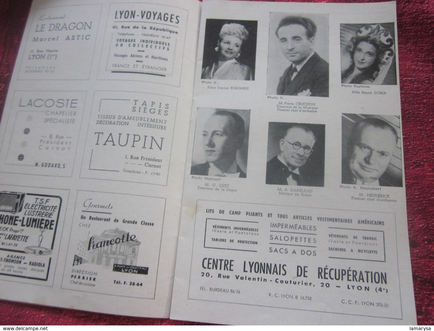 1947/48- ALCESTE -DIVERTISSEMENTSPROGRAMME OPÉRA De LYON-SPECTACLE-PHOTOS ARTISTES COMÉDIENS -ACTEURS-DANSE-PUBLICITÉ - Programmes