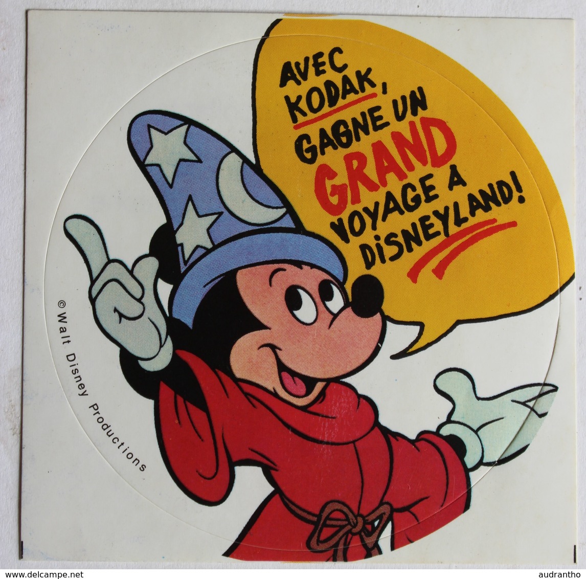 Mickey Autocollant Vintage Walt Disney Publicité Appareil Photo Kodak Photographe - Autocollants