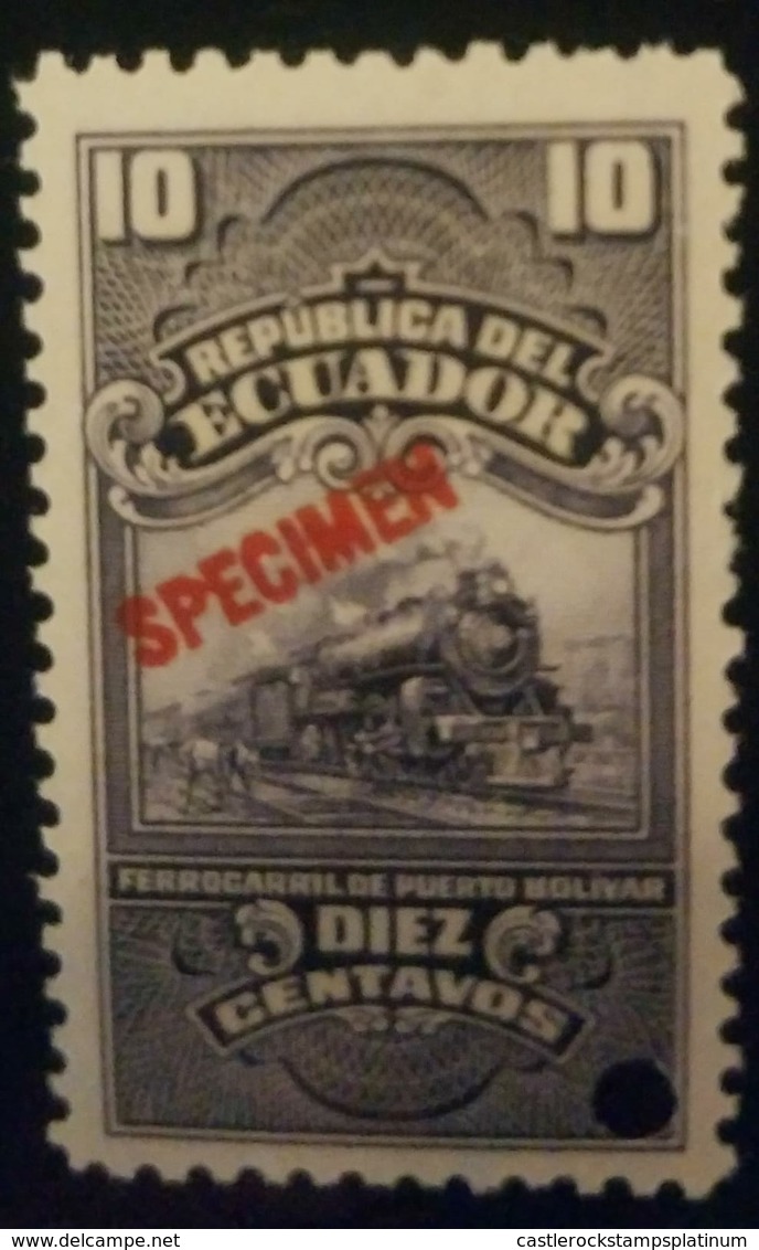 O) ECUADOR, SPECIMEN PUNCH, FERROCARRIL DE PUERTO BOLIVAR 10c- LOCOMOTIVE- TRAIN - RAYWAL, MNH - Ecuador