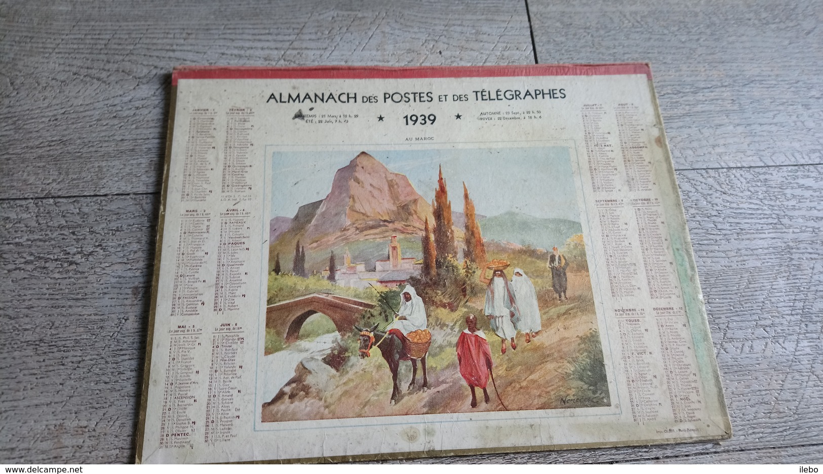 Calendrier 1939 Sarthe Almanach Des Postes Au Maroc Nemecek - Big : 1921-40