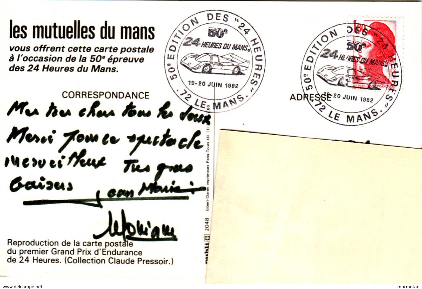 24 Heures Du Mans. Timbre De France YTMarianne Pour Mutuelle Du Mans,  Cachet Du 19 Juin 1982, - Used Stamps