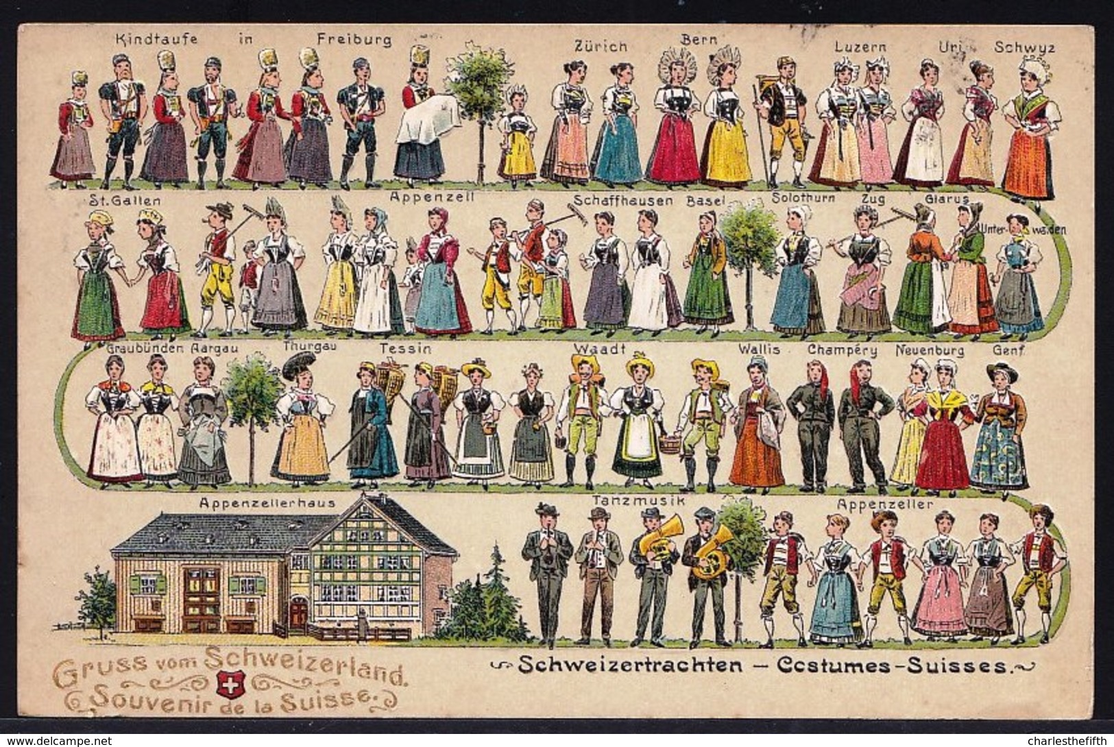 COSTUMES DE SUISSE - SCHWEIZERTRACHTEN - EMBOSSED CARD - CARTE GAUFREE - GRUSS VON - SOUVENIR DE - Costumes