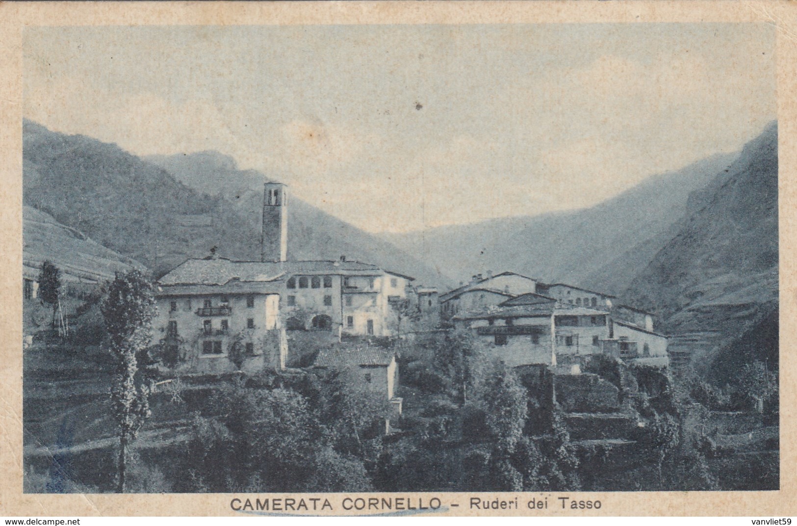 CAMERATA CORNELLO-BERGAMO-RUDERI DEL TASSO I-CARTOLINA VIAGGIATA IL 29-12-1937 - Bergamo
