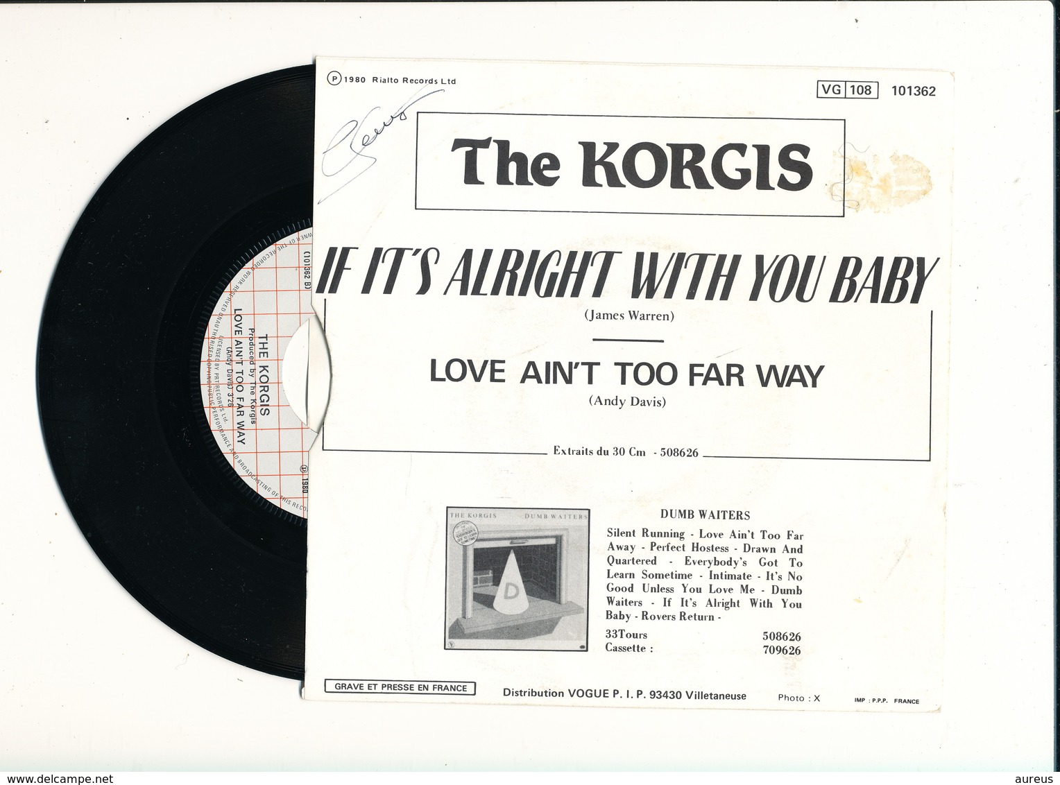 THE KORGIS " IF IT'S ALRIGHT WITH YOU BABY " Disque RIALTO 1980    TRES BON ETAT !! - Rock