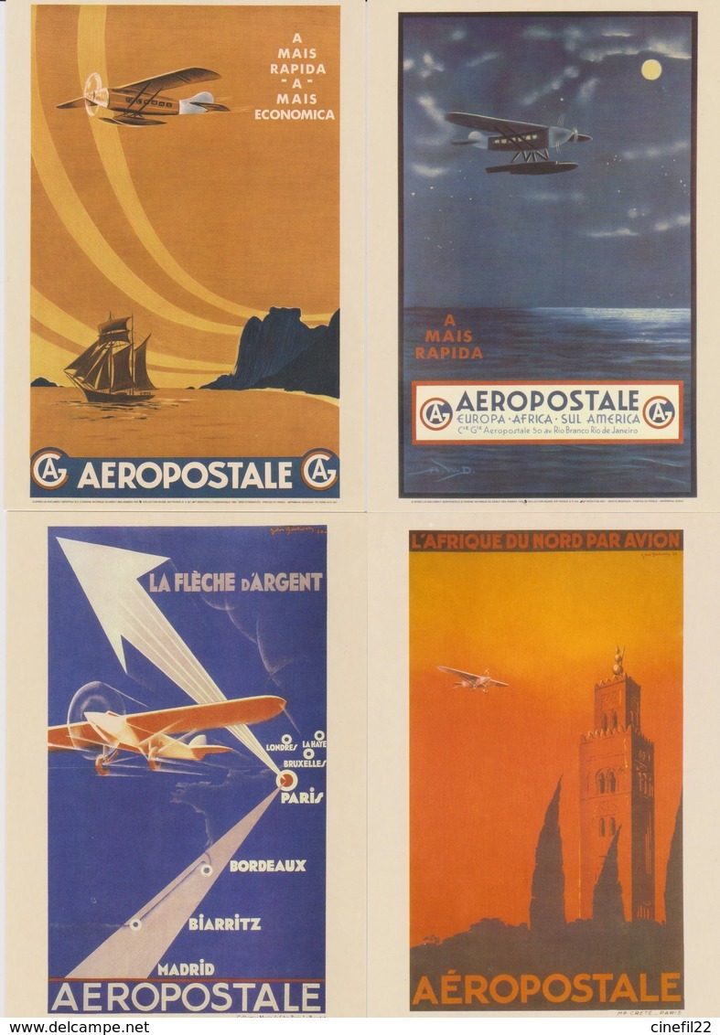 France, 4 Entiers Postaux Neufs AEROPOSTALE (cartes Avec Timbres Imprimés), Edition Musée De La Poste Et La Poste - Poste & Facteurs