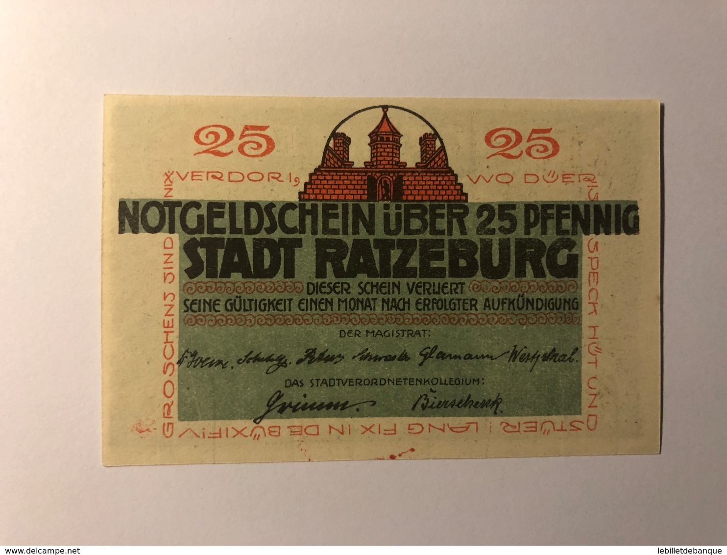 Allemagne Notgeld Ratzeburg 25 Pfennig - Verzamelingen