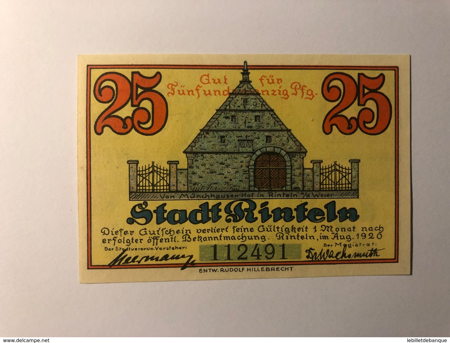 Allemagne Notgeld Rinteln 25 Pfennig - Collections