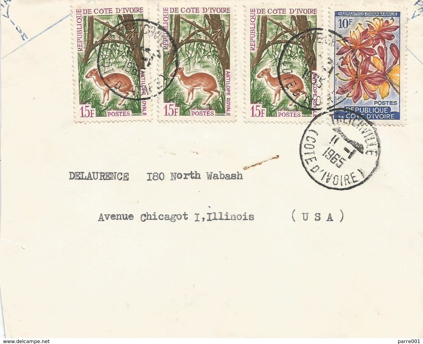 Cote D'Ivoire 1965 Treichville Flower Scadoxus Cinnabarinus Name Change Antilope Duiker Cover - Costa De Marfil (1960-...)