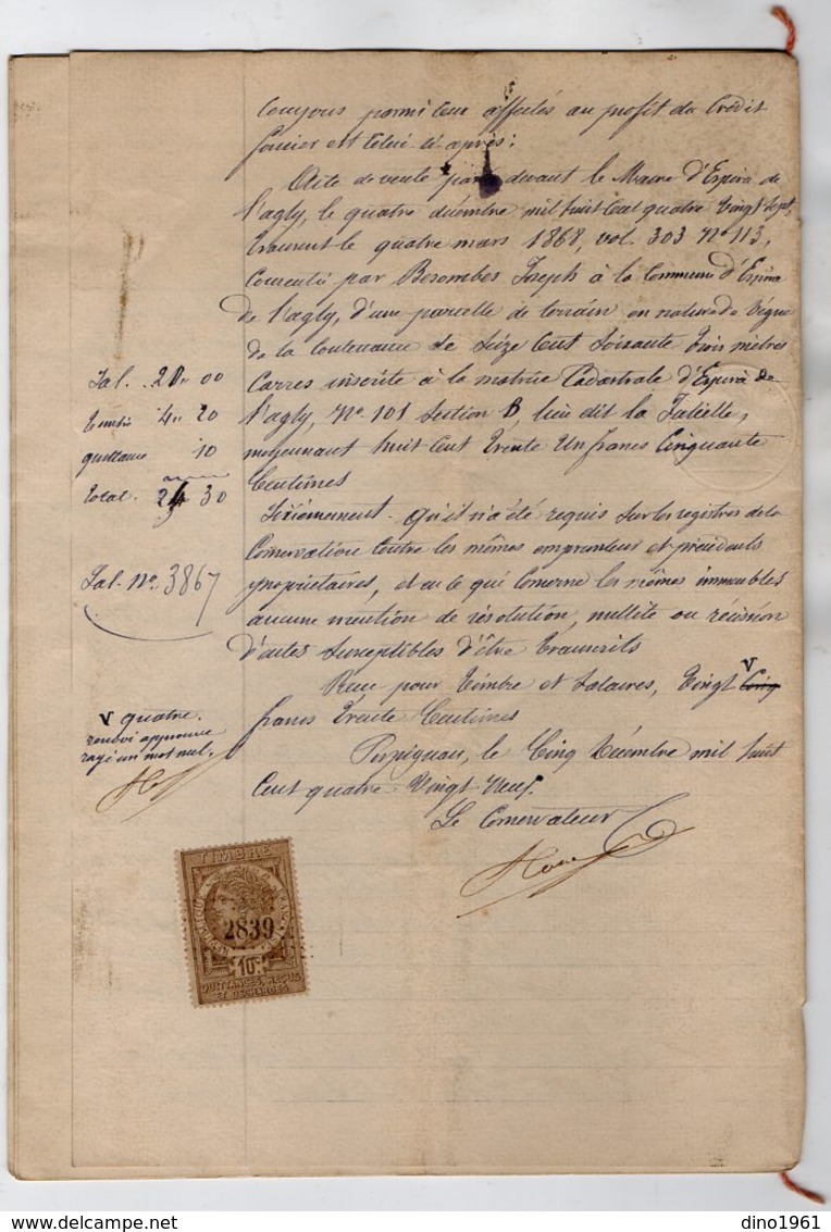 VP14.963 - PERPIGNAN - Acte De 1889 Concernant Des Immeubles Situés Sur La Commune D' ESPIRA - DE - L' AGLY - Manuscrits