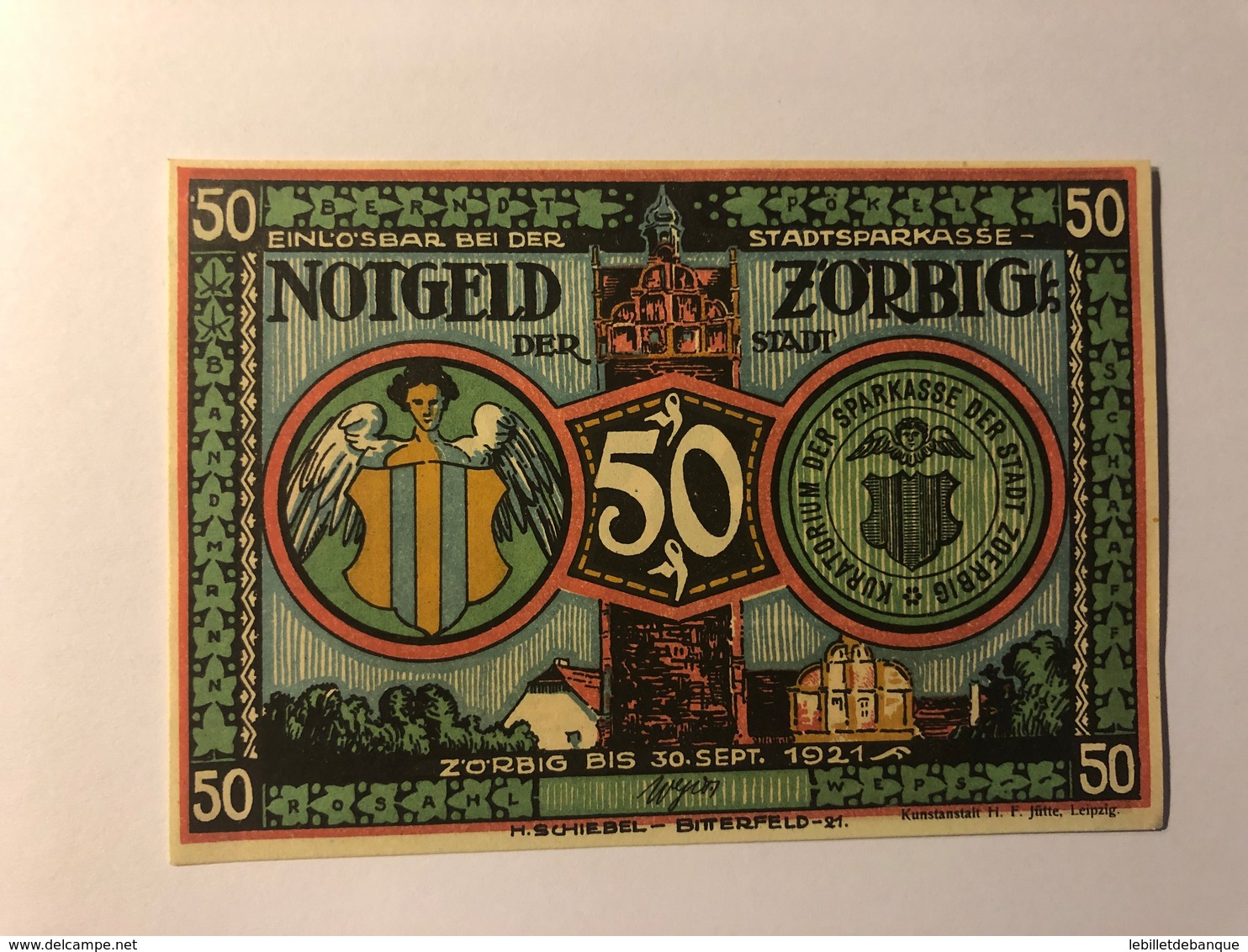 Allemagne Notgeld Zorbig 50 Pfennig - Collections