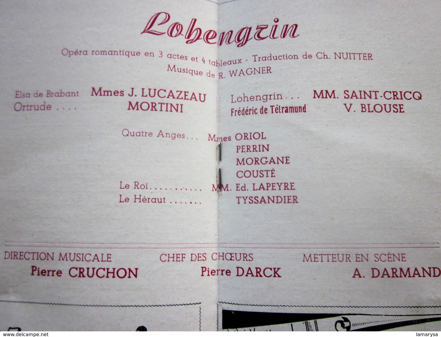 1947/48 -LOHENGRIN--- PROGRAMME OPÉRA De LYON-SPECTACLE-PHOTOS ARTISTES COMÉDIENS -ACTEURS-DANSE-PUBLICITÉ - Programmi