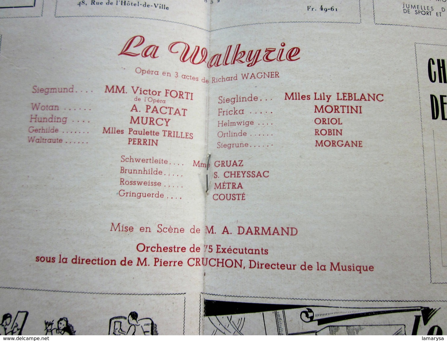 1947/48 -LA WALKYRIE--- PROGRAMME OPÉRA De LYON-SPECTACLE-PHOTOS ARTISTES COMÉDIENS -ACTEURS-DANSE-PUBLICITÉ - Programmes