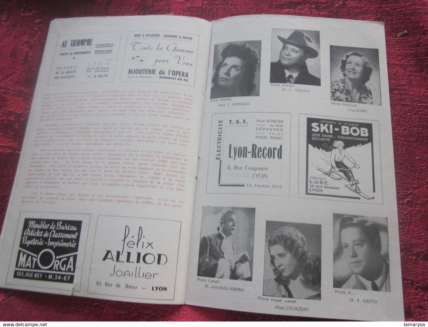1947/48 -LA WALKYRIE--- PROGRAMME OPÉRA de LYON-SPECTACLE-PHOTOS ARTISTES COMÉDIENS -ACTEURS-DANSE-PUBLICITÉ