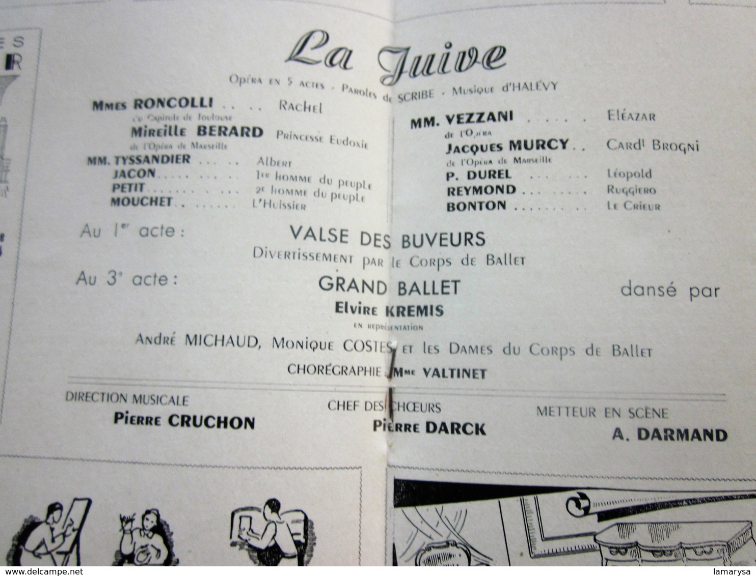 1947/48-LA JUIVE-VALSE BUVEURS-BALL PROGRAMME OPÉRA De LYON-SPECTACLE-PHOTOS ARTISTES COMÉDIENS -ACTEURS-DANSE-PUBLICITÉ - Programmes