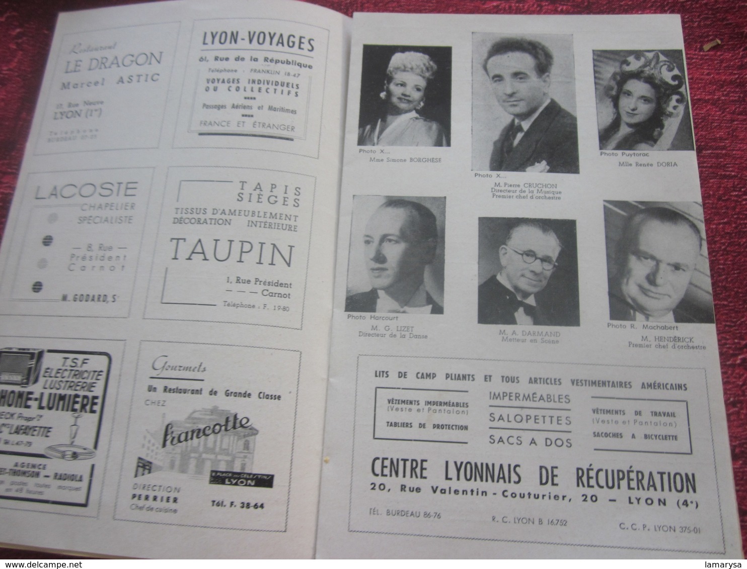 1947/48-LA JUIVE-VALSE BUVEURS-BALL PROGRAMME OPÉRA De LYON-SPECTACLE-PHOTOS ARTISTES COMÉDIENS -ACTEURS-DANSE-PUBLICITÉ - Programmes