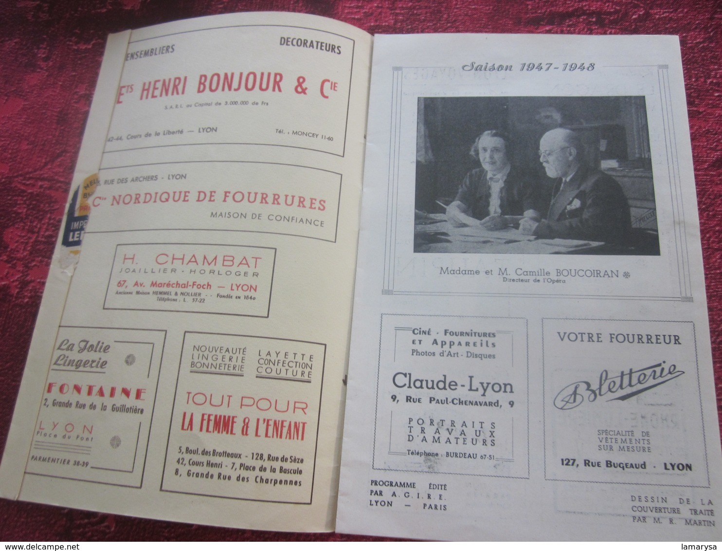 1947/48-JAVOTTE-CONCERT PROPAGANDE- PROGRAMME OPÉRA De LYON-SPECTACLE-PHOTOS ARTISTES COMÉDIENS -ACTEURS-DANSE-PUBLICITÉ - Programmes