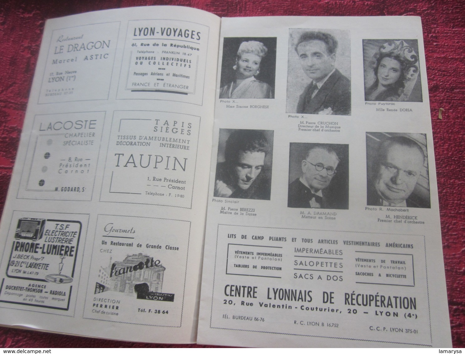 1947/48-JAVOTTE-CONCERT PROPAGANDE- PROGRAMME OPÉRA De LYON-SPECTACLE-PHOTOS ARTISTES COMÉDIENS -ACTEURS-DANSE-PUBLICITÉ - Programmes