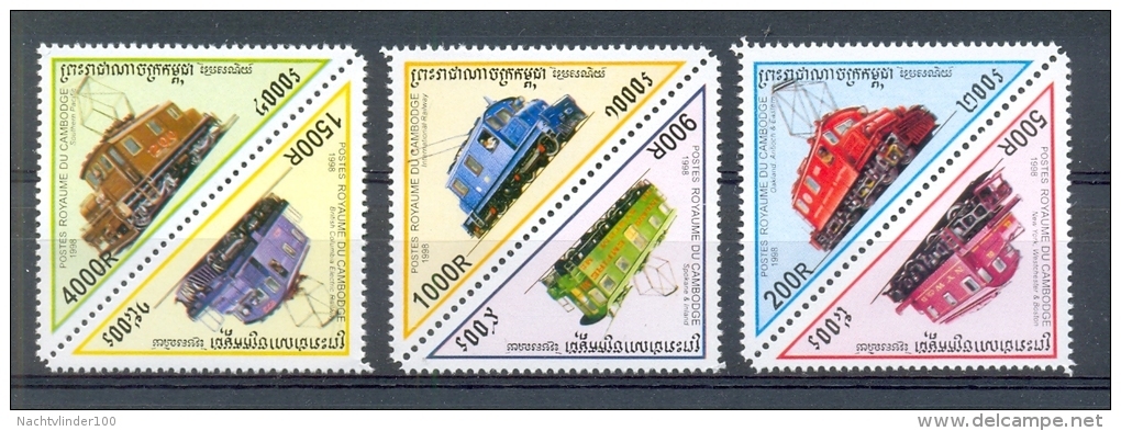 Mtw878 TRANSPORT TREINEN TRAIN ZUG LOKOMOTIEVEN LOCOMOTIVES CAMBODJA CAMBODGE 1998 PF/MNH - Treinen