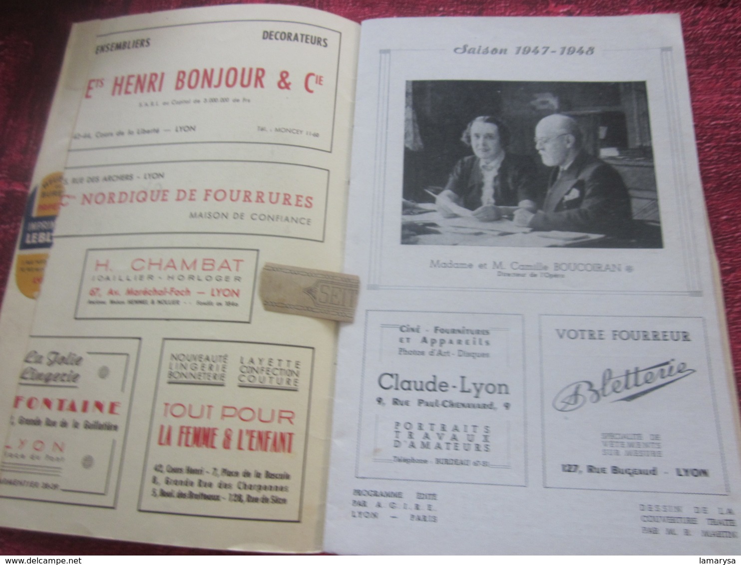 1947/48-RIGOLETTO -LA PERIGOURDINE- PROGRAMME OPÉRA De LYON-SPECTACLE-PHOTOS ARTISTE COMÉDIENS -ACTEURS-DANSE-PUBLICITÉ - Programmes