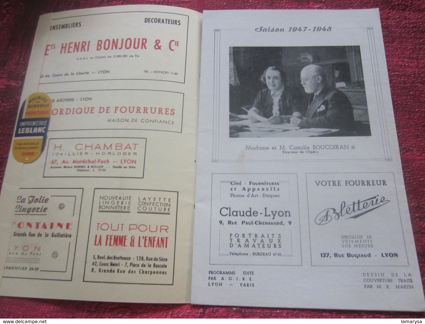 1947/48-CARMEN-LA FLAMENCA-DIVERTISS PROGRAMME OPÉRA De LYON-SPECTACLE-PHOTOS ARTISTE COMÉDIENS -ACTEURS-DANSE-PUBLICITÉ - Programmes