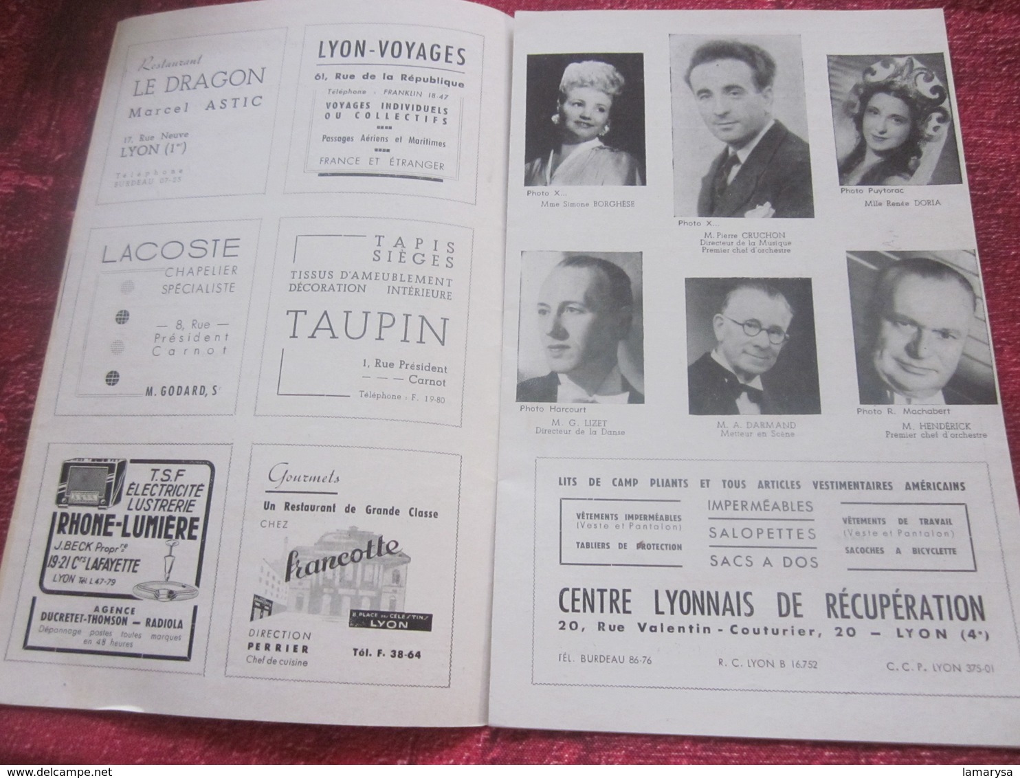 1947/48-CARMEN-LA FLAMENCA-DIVERTISS PROGRAMME OPÉRA De LYON-SPECTACLE-PHOTOS ARTISTE COMÉDIENS -ACTEURS-DANSE-PUBLICITÉ - Programmes