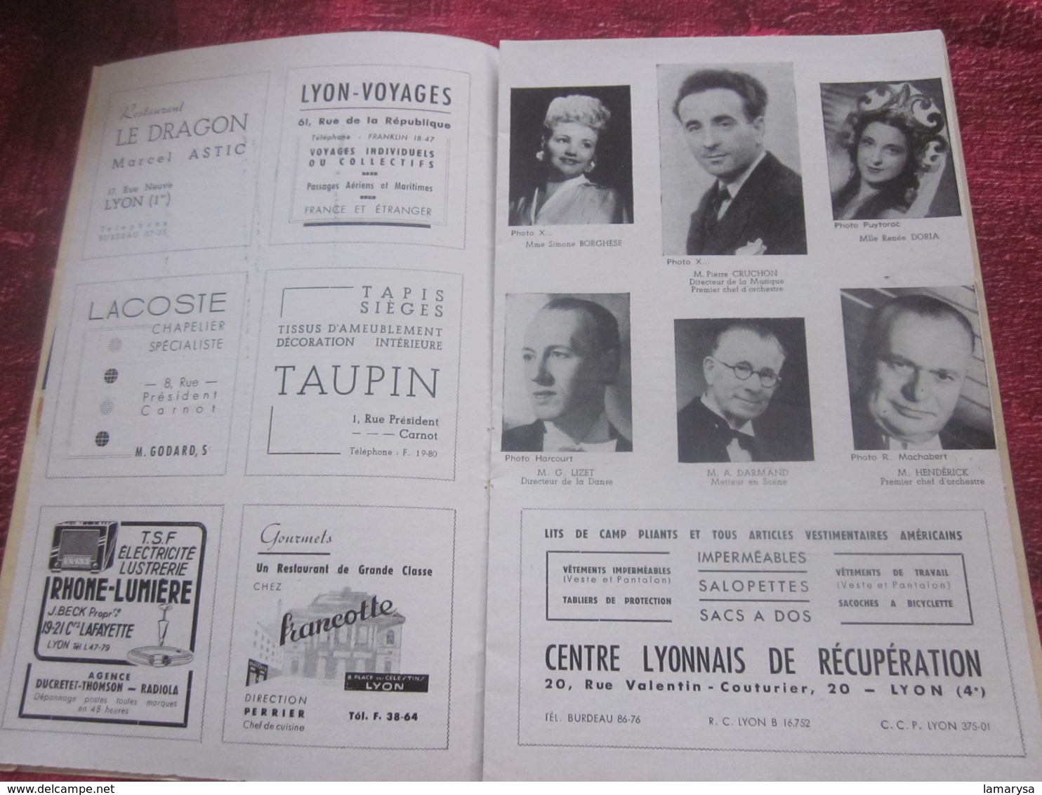 1947/48- RIGOLETTO -LA PERIGOURDINE -PROGRAMME OPÉRA De LYON-SPECTACLE-PHOTOS ARTISTE COMÉDIENS -ACTEURS-DANSE-PUBLICITÉ - Programma's