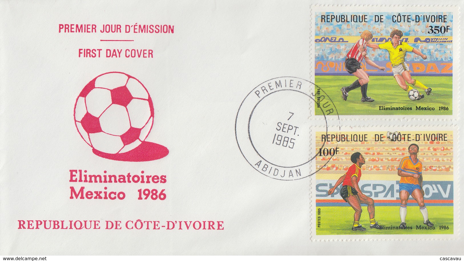 Enveloppe  FDC  1er  Jour   COTE  D' IVOIRE    Eliminatoires    Coupe  Du  Monde  De  FOOTBALL   MEXIQUE    1986 - 1986 – Mexico