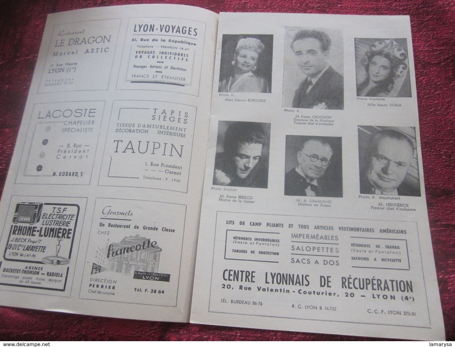 1947/48-JAVOTTE-CHOREGRAPHIE PROGRAMME OPÉRA De LYON-SPECTACLE-PHOTOS ARTISTE COMÉDIENS -ACTEURS-DANSE-PUBLICITÉ - Programma's