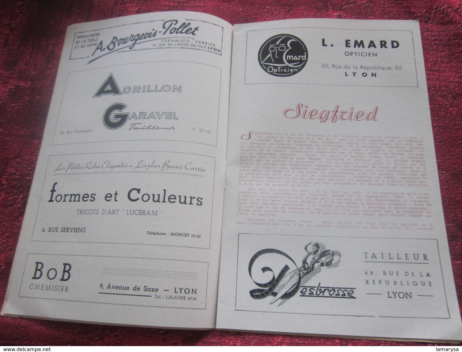 1947/48- SIEGFRIED -DIVERTISSEMENTS- PROGRAMME OPÉRA De LYON-SPECTACLE-PHOTOS ARTISTE COMÉDIENS -ACTEURS-DANSE-PUBLICITÉ - Programmes