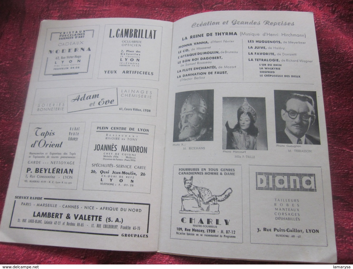 1947/48- SIEGFRIED -DIVERTISSEMENTS- PROGRAMME OPÉRA de LYON-SPECTACLE-PHOTOS ARTISTE COMÉDIENS -ACTEURS-DANSE-PUBLICITÉ