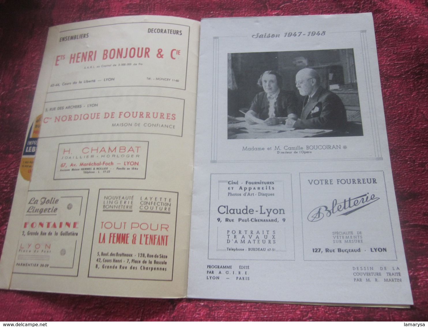 1947/48- LES CONTES D'HOFFMANN- PROGRAMME OPÉRA De LYON-SPECTACLE-PHOTOS ARTISTE COMÉDIENS -ACTEURS-DANSE-PUBLICITÉ - Programmes