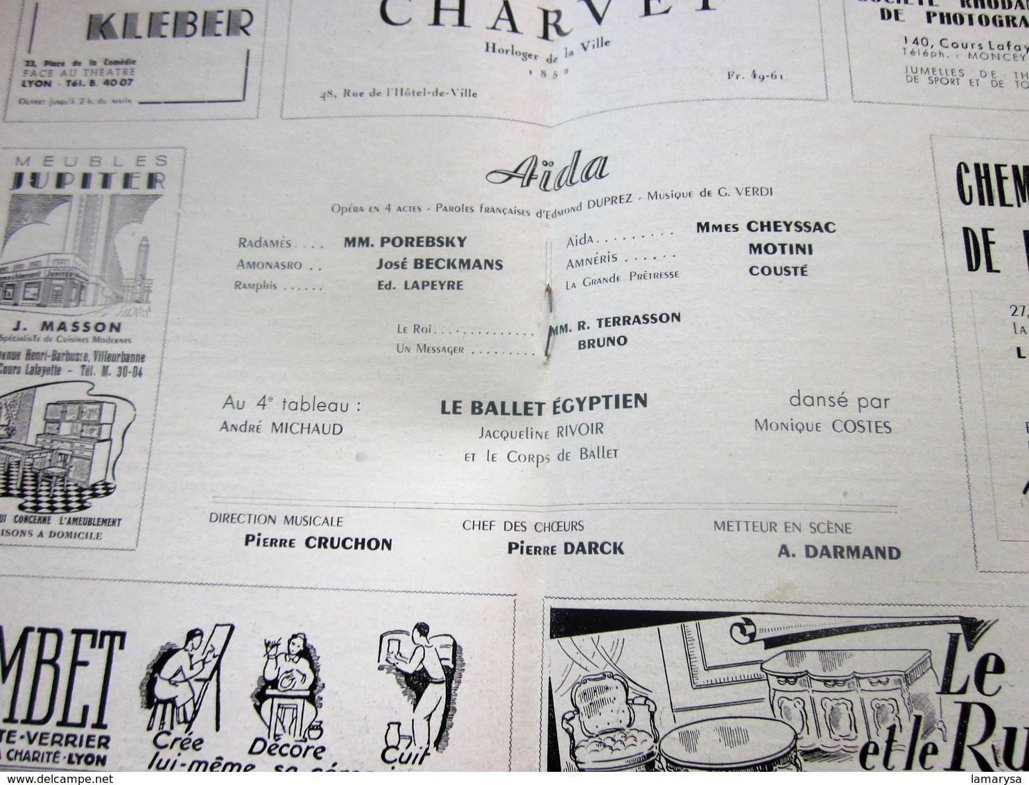 1947/48- AIDA - LE BALLET EGYPTIEN - PROGRAMME OPÉRA De LYON-SPECTACLE-PHOTOS ARTISTE COMÉDIENS -ACTEURS-DANSE-PUBLICITÉ - Programmes