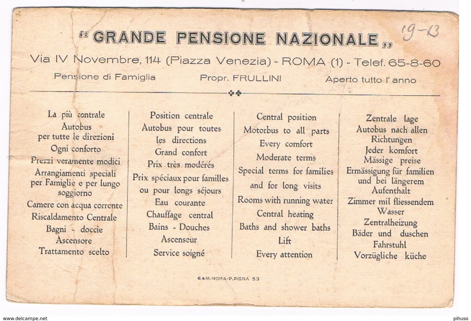 IT-3144   ROMA : Grande Pensione Nazionale - Cafés, Hôtels & Restaurants