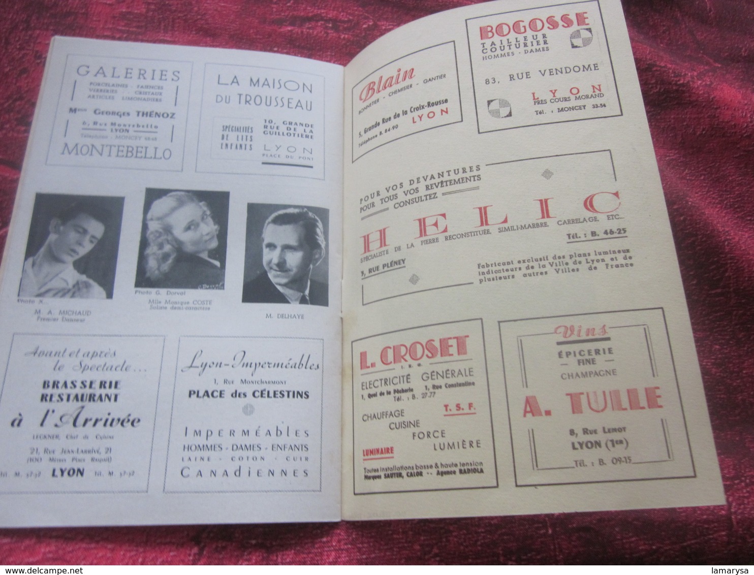 1947/48- LA VIE DE BOHEME   - PROGRAMME OPÉRA de LYON-SPECTACLE-PHOTOS ARTISTE COMÉDIENS -ACTEURS-DANSE-PUBLICITÉ