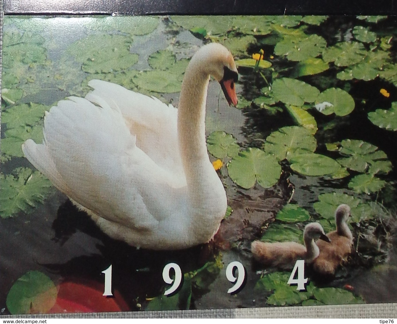 Petit Calendrier De Poche 1994 Bijou Bijoutier GL Plaqué Or Argent Cygne - 4 Volets - Small : 1991-00