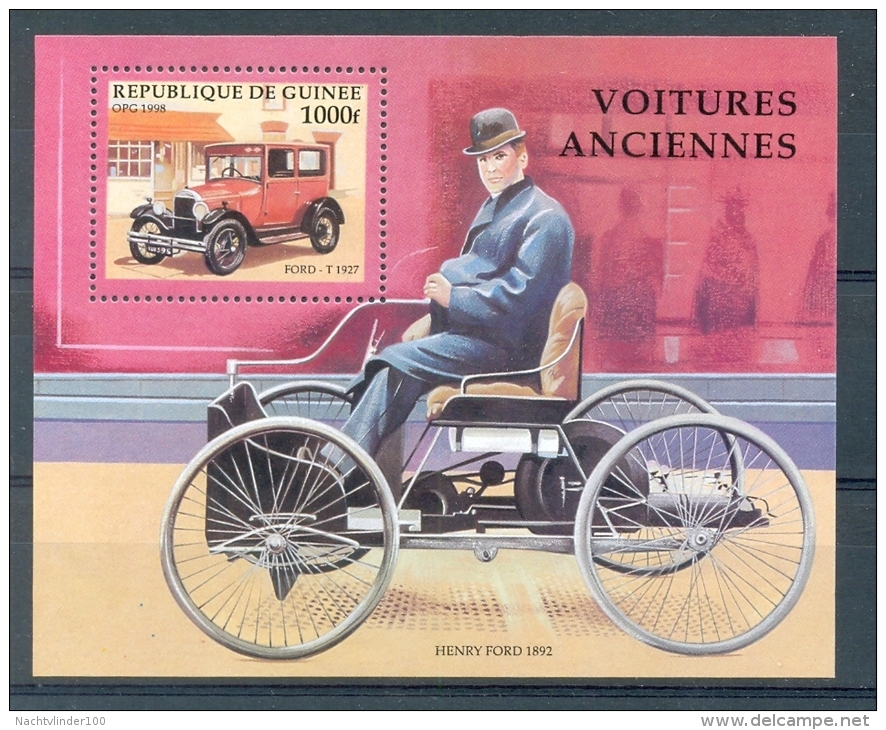 Mtw103 TRANSPORT OUDE AUTO FORD T 1927 OLD CAR ALTE AUTOS GUINÉE 1998 PF/MNH - Auto's