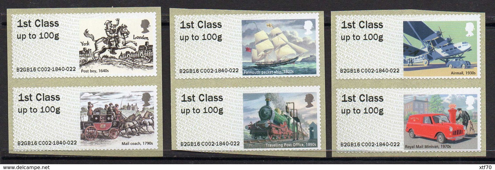 GREAT BRITAIN 2016 Post & Go: Royal Mail Heritage. Transport - Post & Go Stamps