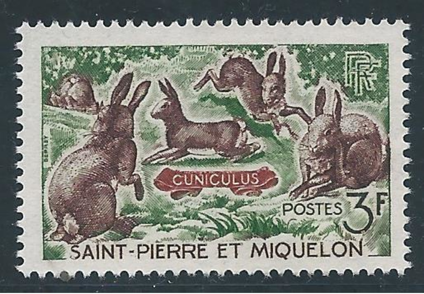 Saint PIERRE Et MIQUELON - 1964 - Y.T. N°372 - 3 F. Lapins - Animaux - Neuf** MNH - TTB - Nuevos