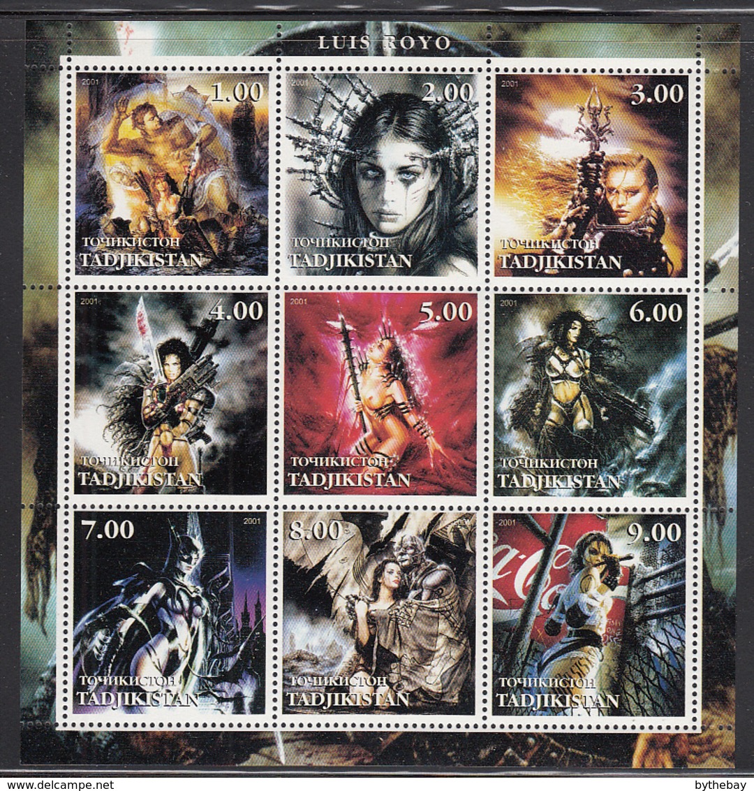 Tadjikistan 2001 MNH Sheet Of 9 Art Of Luis Royo - Tadzjikistan