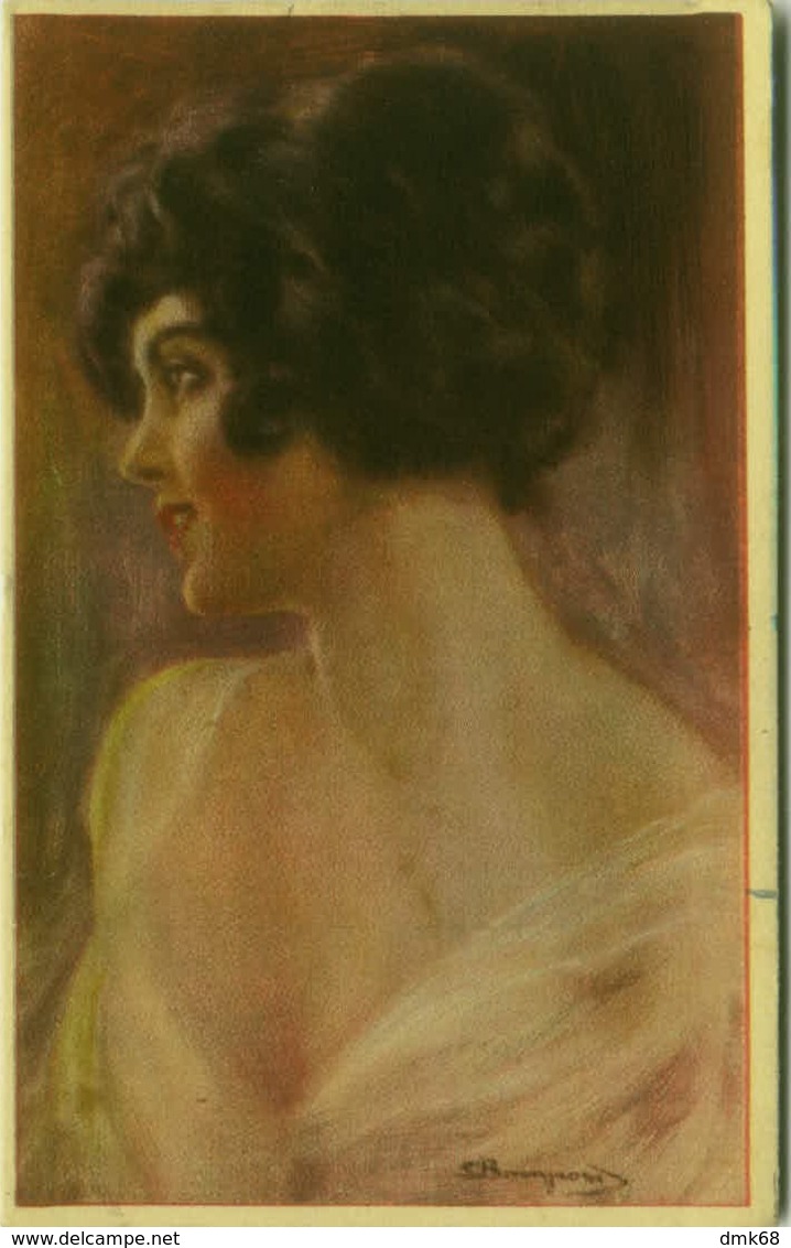 BOMPARD SIGNED 1910s POSTCARD - GLAMOUR LADY - 115-3 (BG348) - Bompard, S.