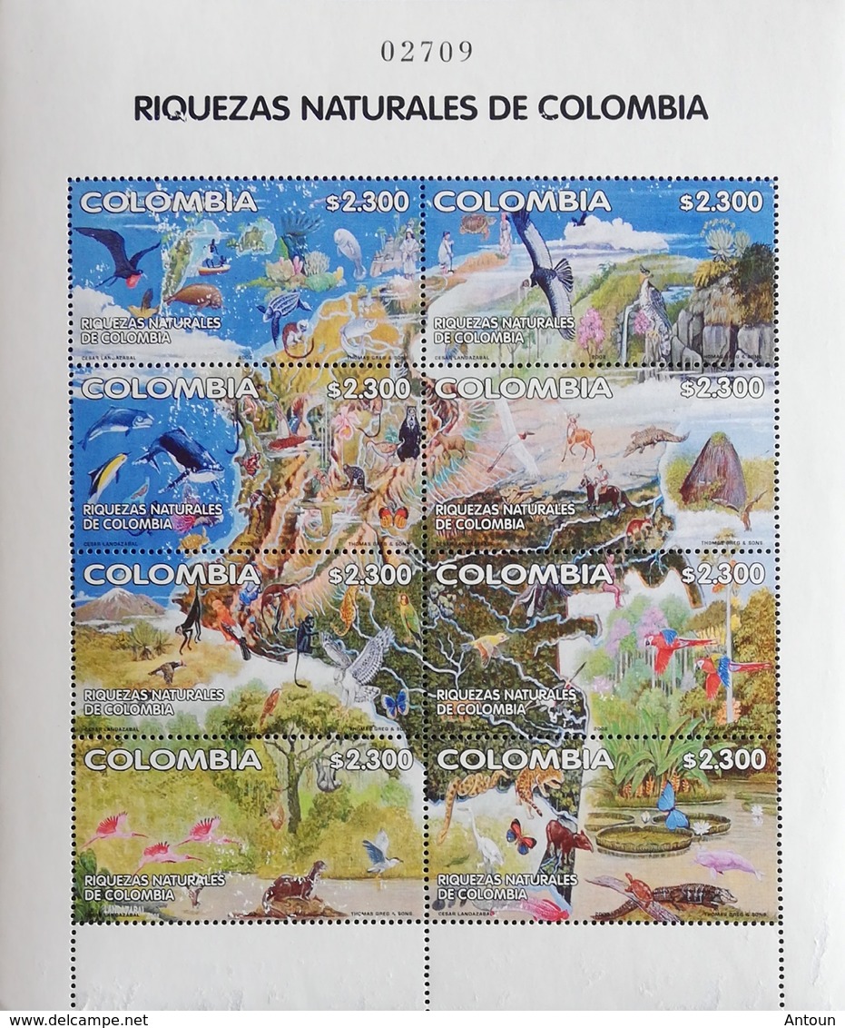 Colombia 2002 Natural Riches Of Colombia Sheet Of 8,Scott $45 - Colombia