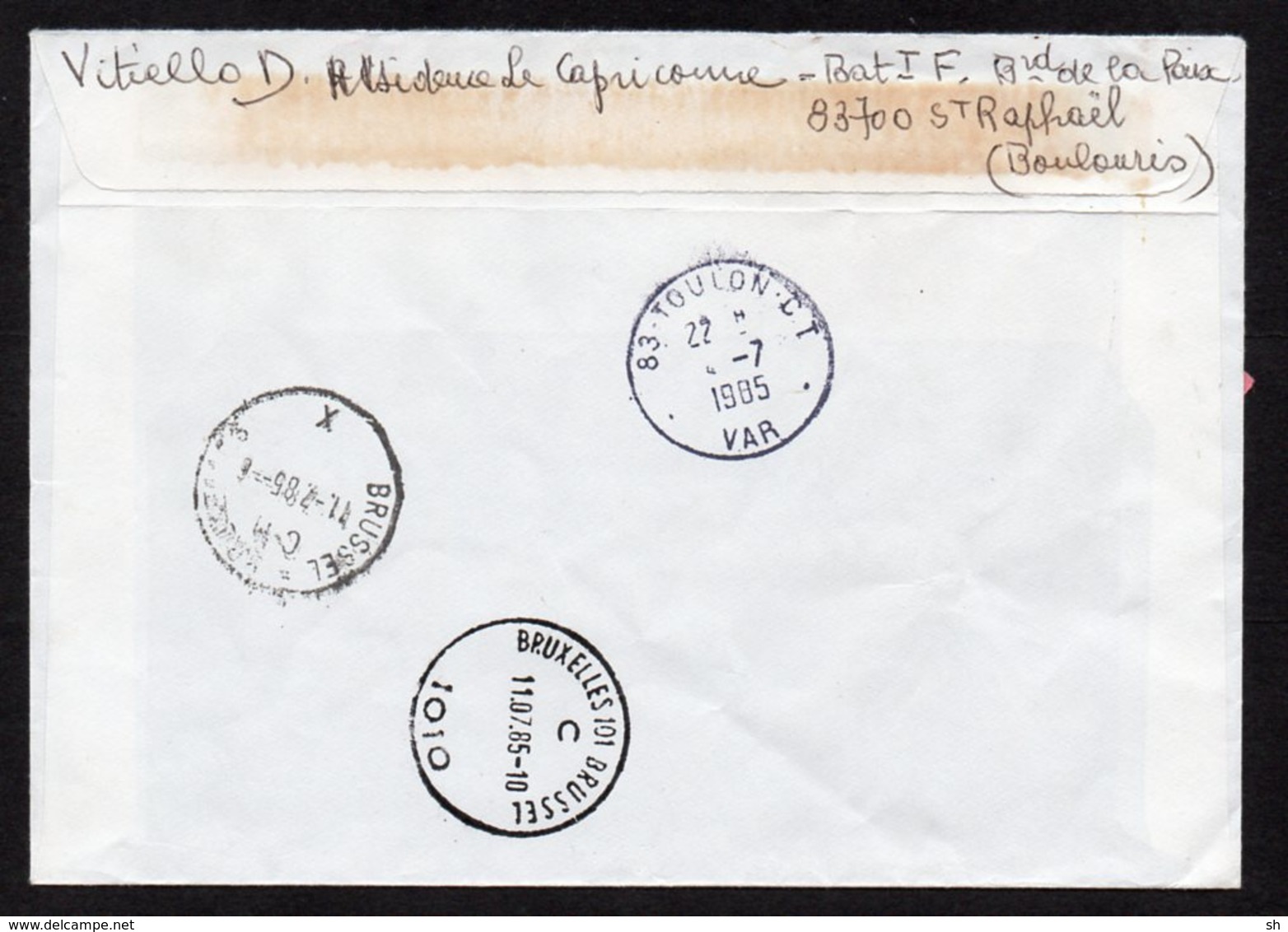Lettre Exprès - St Raphael - Bruxelles -  4 Juillet 1985 - 1960-.... Lettres & Documents