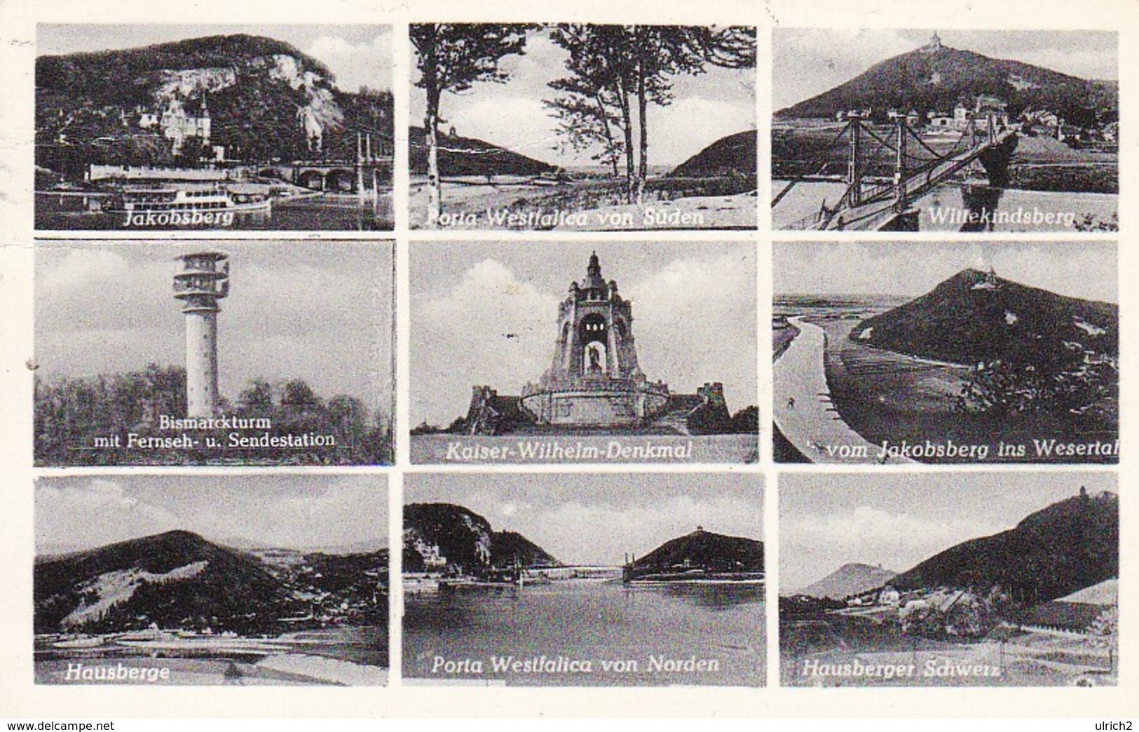 AK Porta Westfalica - Mehrbildkarte - Jakobsberg Hausberge Bismarckturm Wittekindsberg - 1954 (41236) - Porta Westfalica