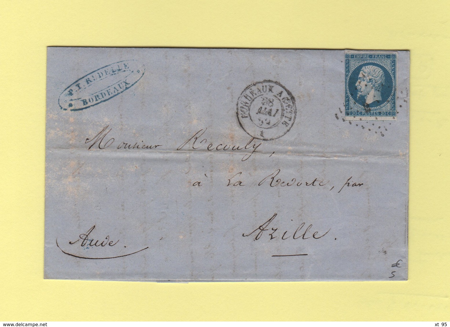 Ambulant Bordeaux A Cette A - 28 Mai 1859 - Poste Ferroviaire