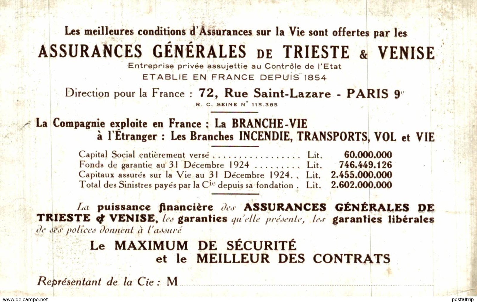 PUBLI PUBLICIDAD QUELQUES INMEUBLES DE LA COMPAGNIE DES ASSURANCES GENERALES DE TRIESTE ET VENISE - Publicidad