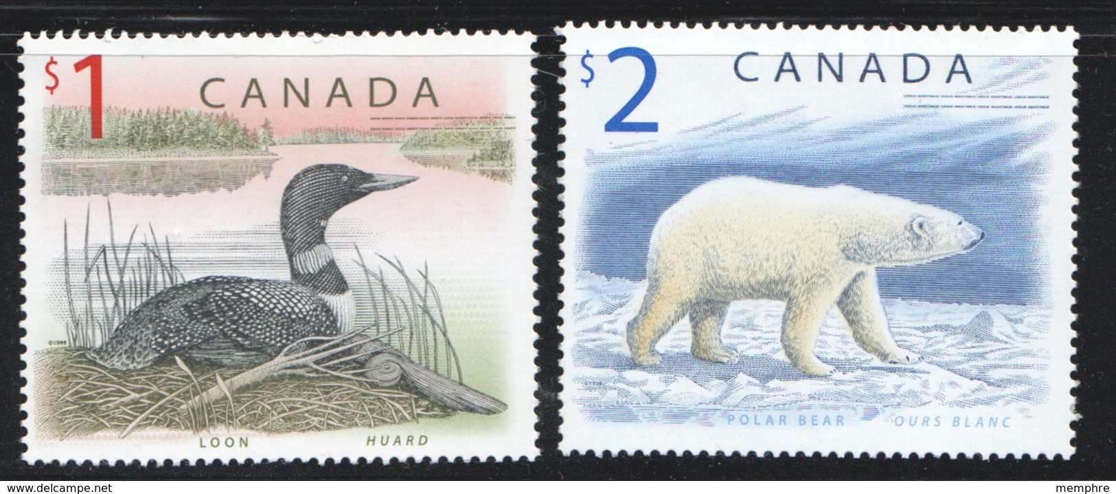 1998  $1 Loon, $2 Polar Bear Ac 1687, 1690 MNH - Ungebraucht